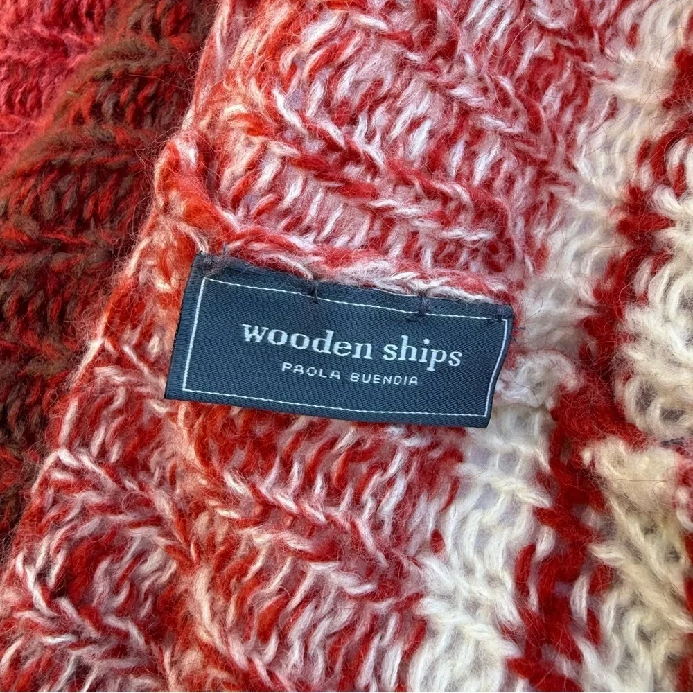 Wooden Ships Orange Rust Cream Brown Knit Infinity Scarf